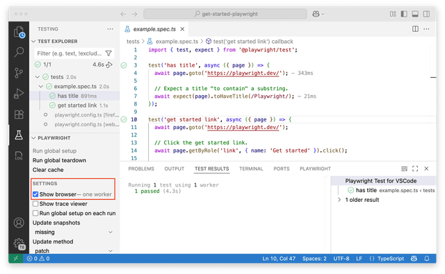 show browsers while running tests